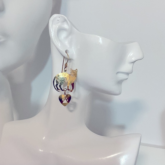 Vintage Wild Bryce 14K GF Cat Dangle Earrings - Picture 3 of 5